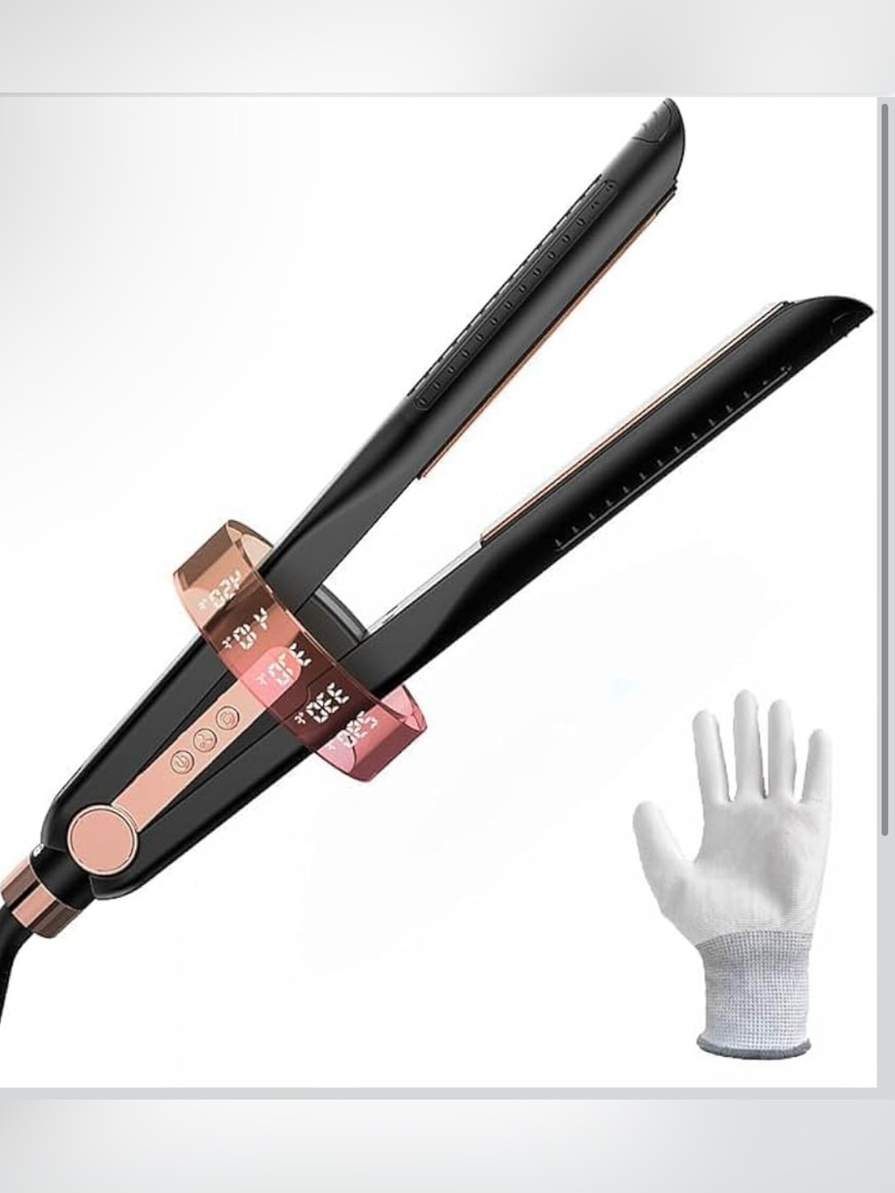 Black and Rose Gold Hair Straightener with LED Display - Women Hair Tool